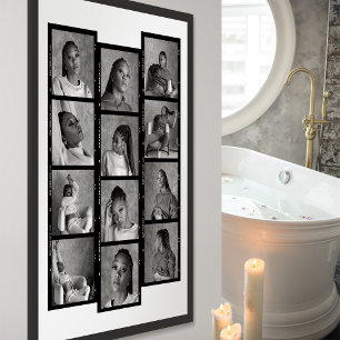 Maak je eigen 12 foto collage verjaardag modern poster