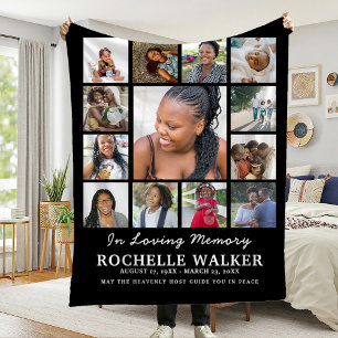 Maak Je Eigen 13 Foto Collage Herdenking Funeral Fleece Deken