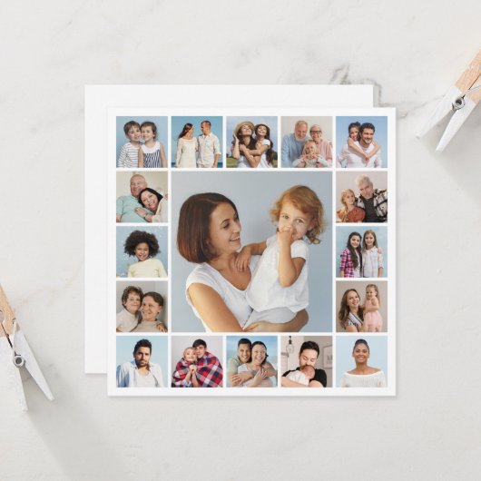 Maak je eigen 17 foto-collage-uitgave kaart (Voorkant / Achterkant in situ)