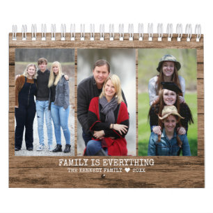 Maak Je Eigen 2026 Familie Foto Rustiek Hout Kalender