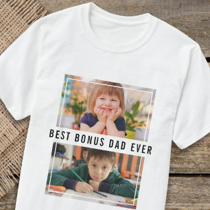 Maak je eigen 2 foto Beste Bonus Papa ooit T-shirt