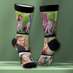 Maak je eigen 3 familie kinder foto collage zwart sokken