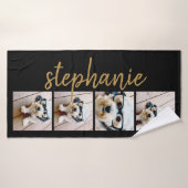 Maak Je Eigen 4 Foto Collage - Script Naam Badhanddoek (Badhanddoek)