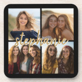 Maak Je Eigen 4 Foto Collage - Script Naam Bier Onderzetter (Voorkant)