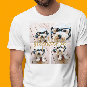 Maak Je Eigen 4 Foto Collage - Script Naam T-shirt