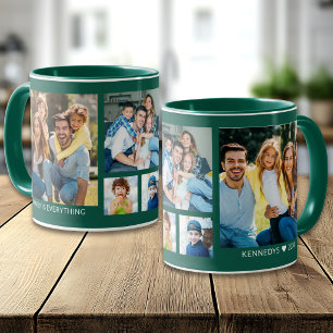 Maak je eigen 5 familiefotocollage groen mok
