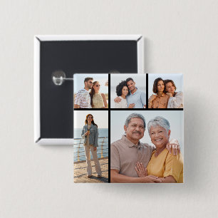 Maak Je Eigen 5 Foto Collage Vierkante Button 5,1 Cm