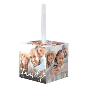 Maak Je Eigen 6-zijdige Familie Foto Kubus Ornament