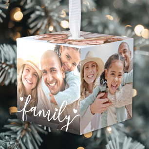 Maak Je Eigen 6-zijdige Foto Familie Foto Kubus Ornament