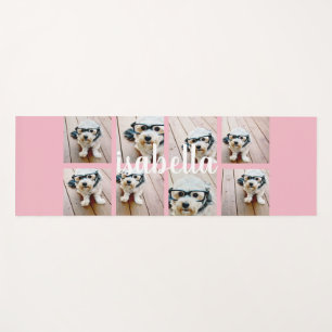 Maak Je Eigen 8 Foto Collage Aangepaste Naam Roze Yogamat
