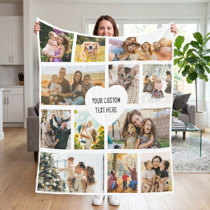 Maak Je Eigen Aangepaste 12 Foto Collage Fleece Deken