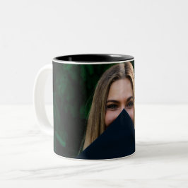 Maak Je Eigen Aangepaste Afstudeerfoto Tweekleurige Koffiemok