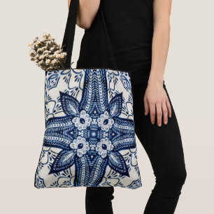 Maak Je Eigen Aangepaste Blauwe Vintage Denim Bloe Draagtas
