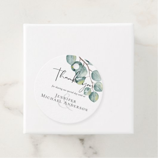 Maak je eigen aangepaste eucalyptus groen Huwelijk Bedankjes Labels (In situ)