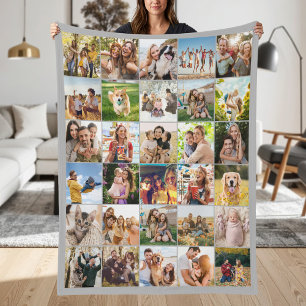 Maak Je Eigen Aangepaste Foto Collage van 30 foto' Fleece Deken