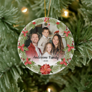 Maak Je Eigen Aangepaste Foto Familie Naam Jaar Keramisch Ornament