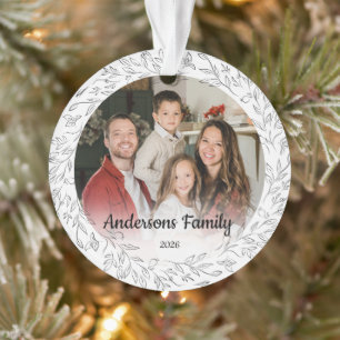 Maak Je Eigen Aangepaste Foto Familie Naam Jaar Ornament