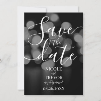 Maak Je Eigen Aangepaste Grijze B&W Bokeh Trouwfot Save The Date