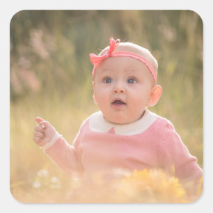 Maak Je Eigen Aangepaste Kinderen Foto Modern Vierkante Sticker