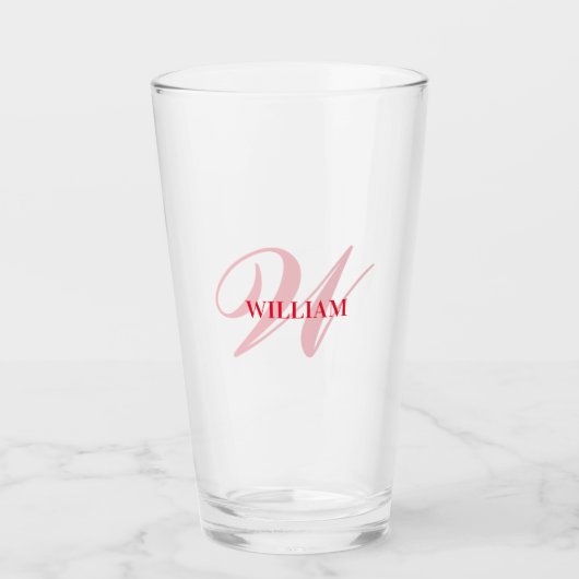 Maak Je Eigen Aangepaste Monogram En Naam rood Glas (Voorkant)