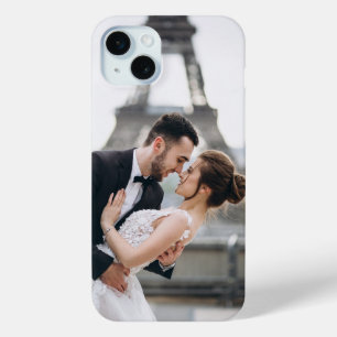 Maak je eigen aangepaste trouwfoto iPhone 15 mini hoesje