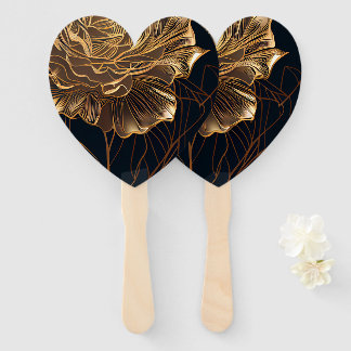 Maak Je Eigen Aangepaste Zwarte Gouden Bloem Handwaaier