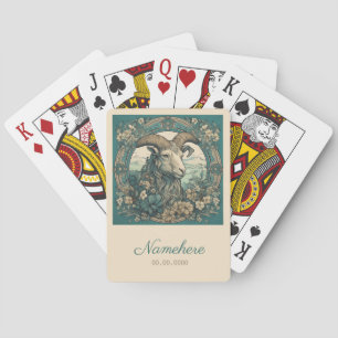 Maak je eigen Art Nouveau Capricorn Zodiac Pokerkaarten