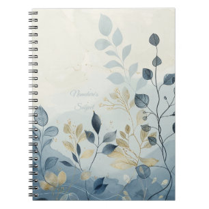 Maak Je Eigen Blauw & Beige Bloemige Minimalist Notitieboek