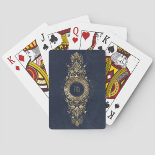 Maak Je Eigen Blauwe & Gouden Sierlijke Harten Pokerkaarten