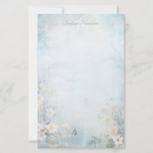 Maak Je Eigen Blauwe Shabby Chic Vlinder Bloemen Briefpapier