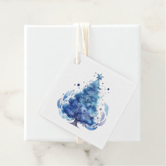 Maak Je Eigen Blauwe Watercolor Kerstboom Bedankjes Labels