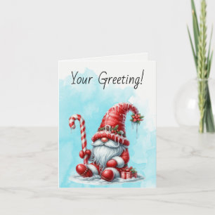 Maak je eigen blije pepermunt Kerstgnome Feestdagen Kaart