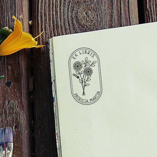 Maak je eigen Bloem Ex Libris Rubberstempel