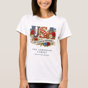 Maak je eigen bloemige USA 250 jaar vrijheid T-shirt