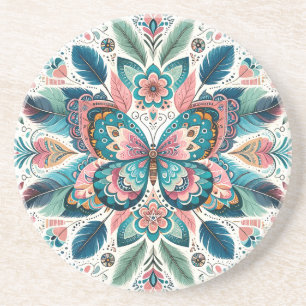 Maak Je Eigen Boho Totemistische Vlinder Mandala Zandsteen Onderzetter