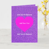 Maak Je Eigen Chique Paarse Glitters & Roze Hart Kaart (Gele Bloem)