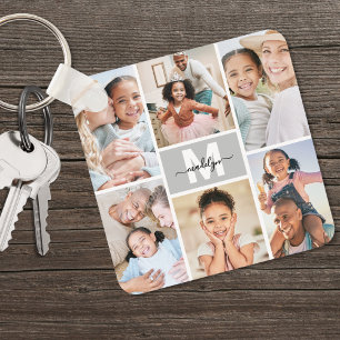 Maak je eigen collage met 6 foto's op maat sleutelhanger
