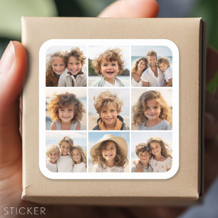 Maak Je Eigen Collage - Modern 9 Foto Vierkante Sticker
