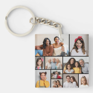 Maak Je Eigen Collage van 10 Foto's Sleutelhanger