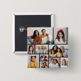 Maak Je Eigen Collage van 10 Foto's Vierkante Button 5,1 Cm