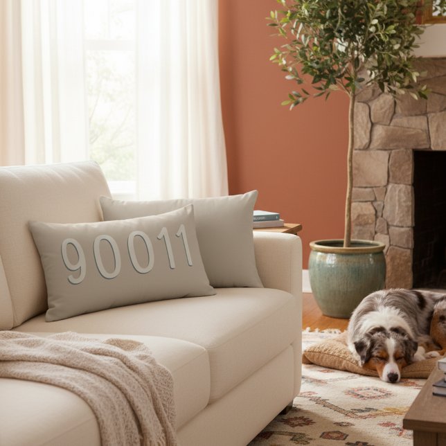 Maak Je Eigen Crème Beige Thuis Postcode Kussen (Stylish neutral color ZIP code lumbar pillow!)