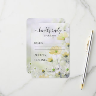 Maak Je Eigen Delicate Gele Bloemen Bruiloft RSVP Kaartje