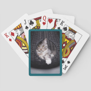 Maak Je Eigen Donker Teal Rand Foto Pokerkaarten