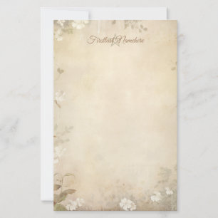 Maak Je Eigen Dromerige Beige Witte Bloemige Vinta Briefpapier