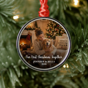 Maak je eigen eerste kerst samen hond foto metalen ornament