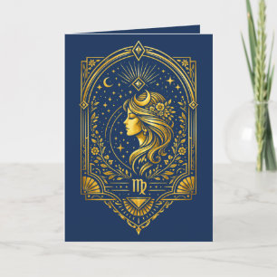 Maak je eigen Elegante Gouden Art Deco Maagd Feestdagen Kaart