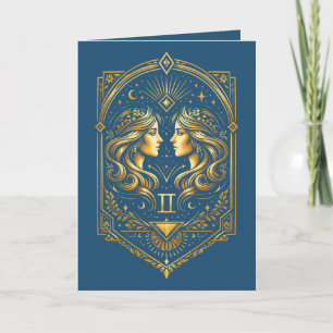 Maak je eigen elegante gouden Art Deco Tweelingen Feestdagen Kaart