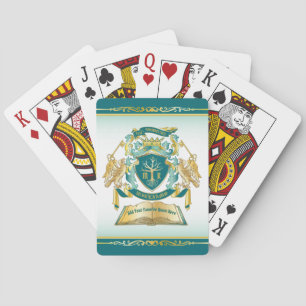 Maak je eigen embleem boom boek sleutel kroon goud pokerkaarten