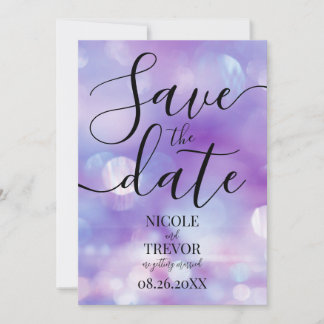 Maak Je Eigen Ethische Paarse Bokeh Trouwdag Save The Date