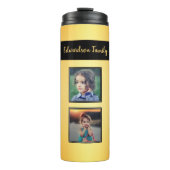 Maak je eigen familie fotocollage monogram goud thermosbeker (Voorkant)